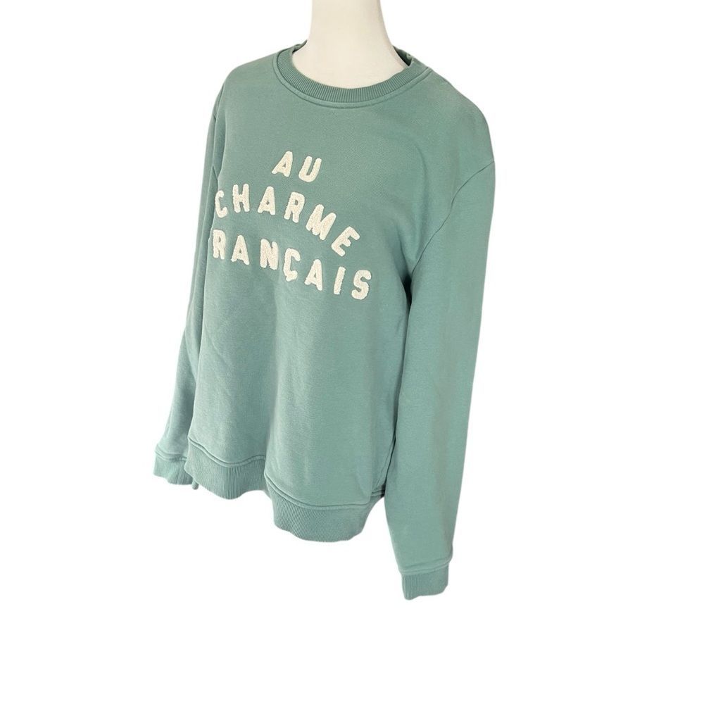 Balibaris Au Charme Franais Mint Green Cotton Graphic Crewneck Sweatshirt M — image 4 of 7
